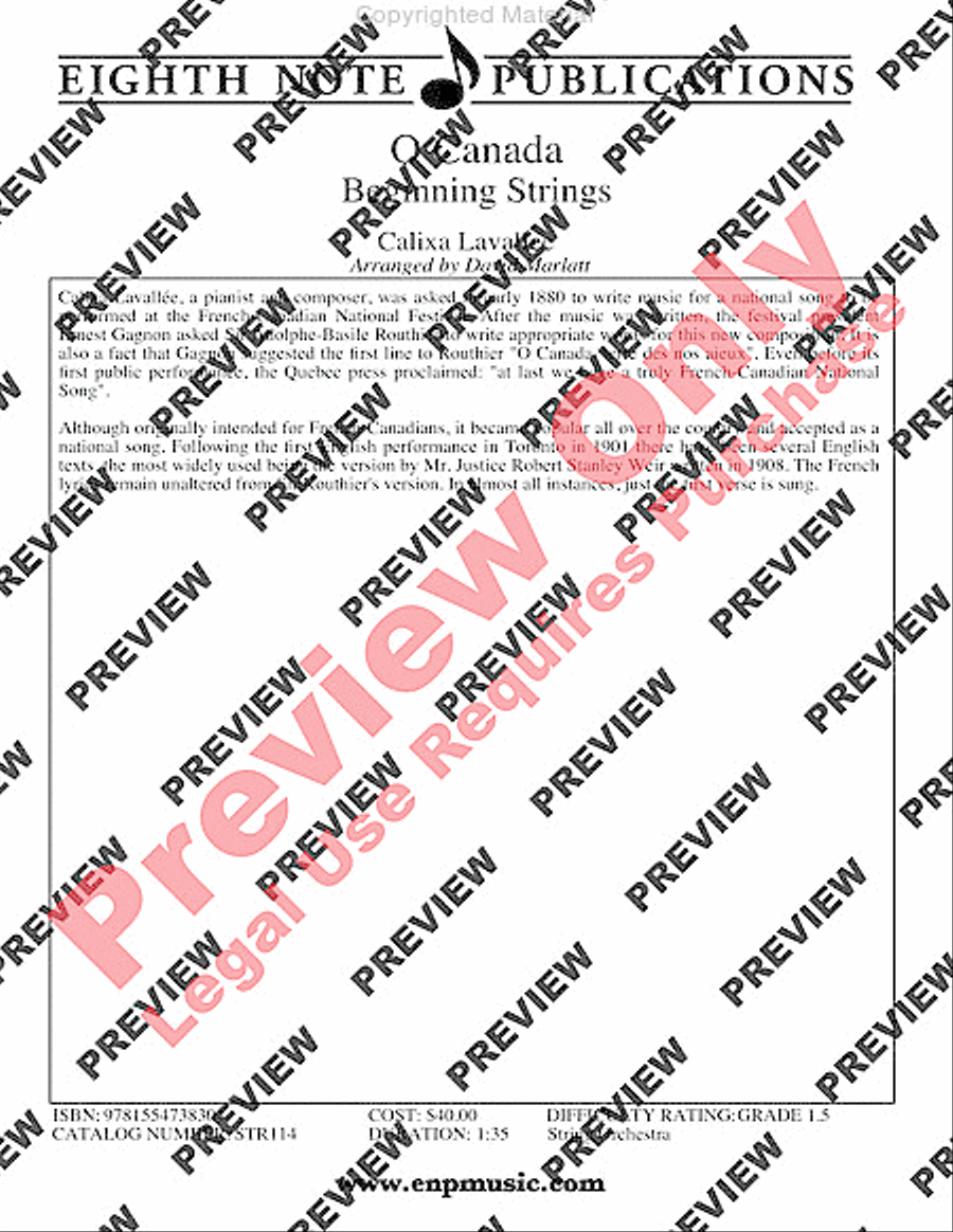 O Canada O Canada String Orchestra scores gallery preview page 3