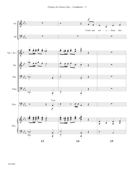 Fanfare for Easter Day - Brass Quintet and Percussion Score and Parts - Digital