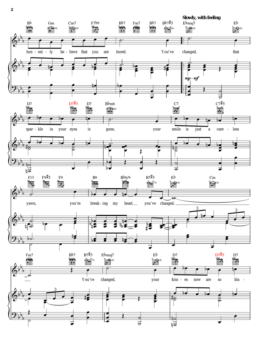 You've Changed Piano, Vocal, Guitar scores gallery preview page 2