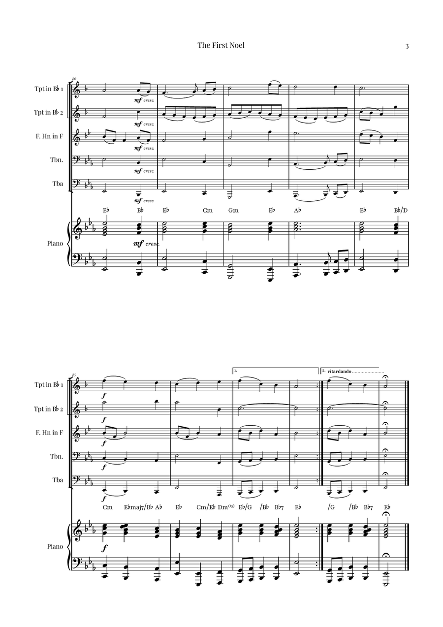 The First Noel | BEAUTIFUL Christmas Classic Brass Quintet scores gallery preview page 3