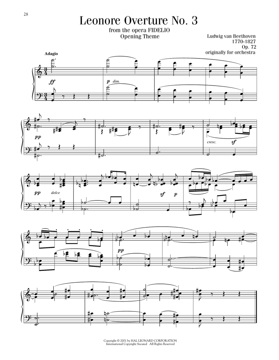 Leonore Overture No. 3 Leonore Overture No. 3 Piano Solo scores gallery preview page 1
