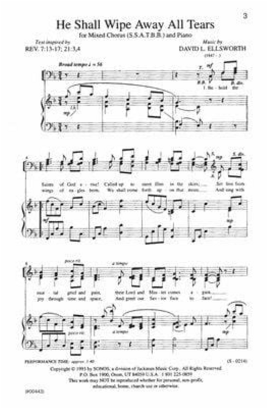 He Shall Wipe Away All Tears - SSATBB 4-Part scores gallery preview page 2