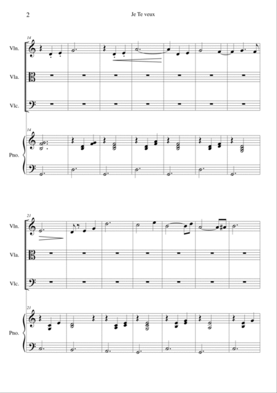 Je Te Veux (Acoustic Cafe Version) Piano Quartet scores gallery preview page 2