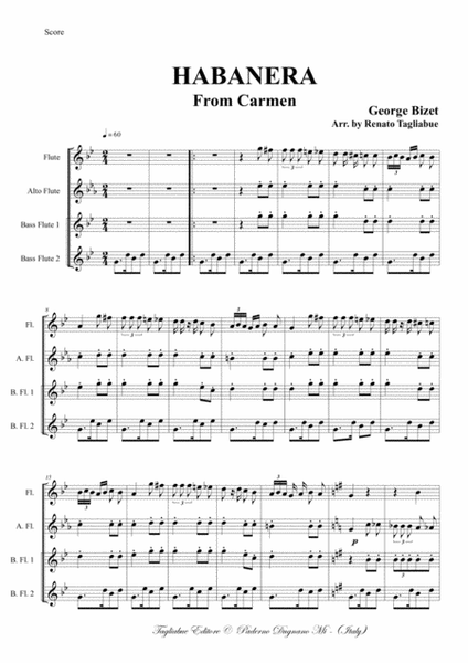 HABANERA - From Carmen - For Flute Quartet image number null