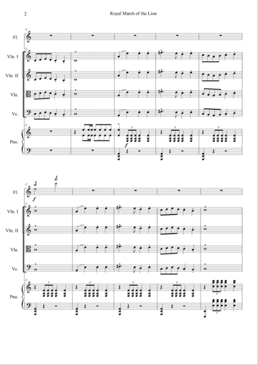 Le Lion (Le Carnaval des Animaux) Orchestra scores gallery preview page 2