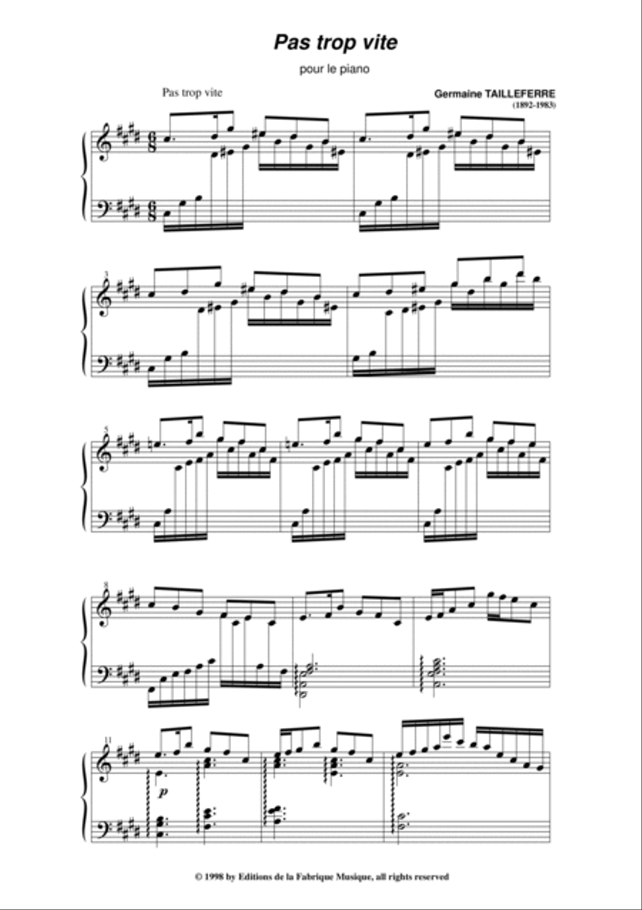 Germaine Tailleferre - Pas Trop Vite for piano Germaine Tailleferre - Pas Trop Vite for piano Piano Solo scores gallery preview page 2