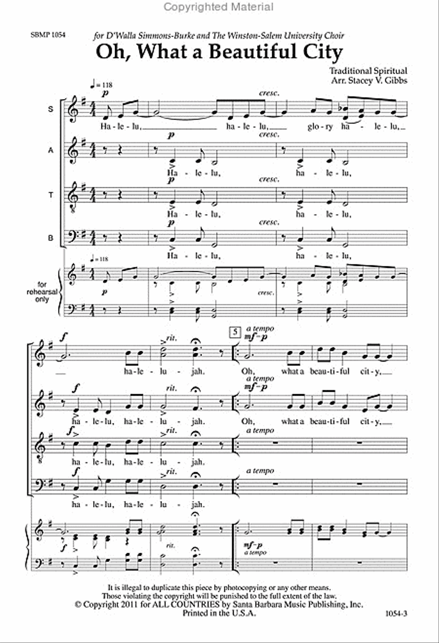Oh, What a Beautiful City - SATB Octavo 4-Part scores gallery preview page 2