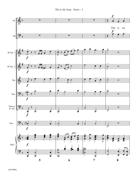 This Is My Song - Downloadable Brass and Percussion Score and Parts