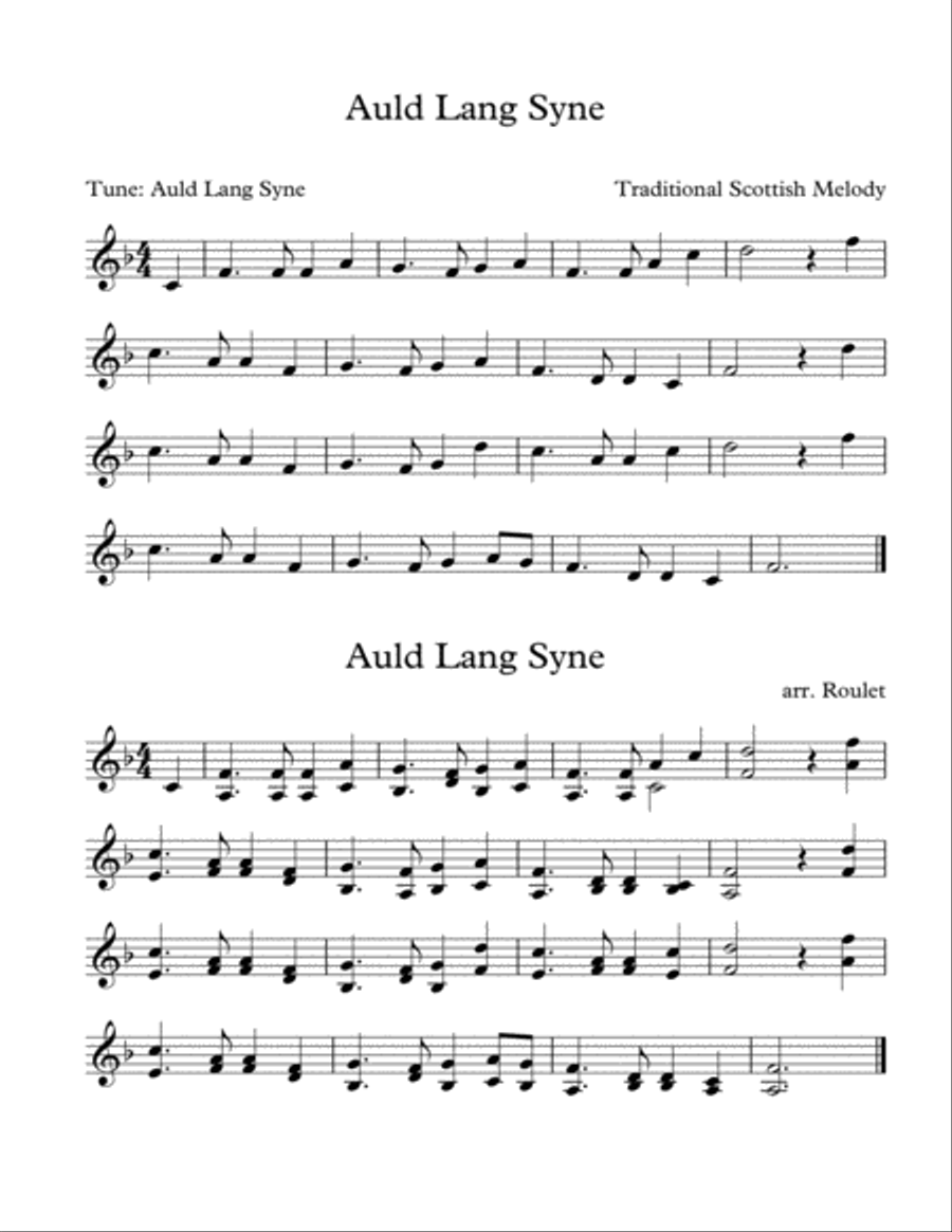 Auld Lang Syne (arr. Patrick Roulet) School and Community scores gallery preview page 1