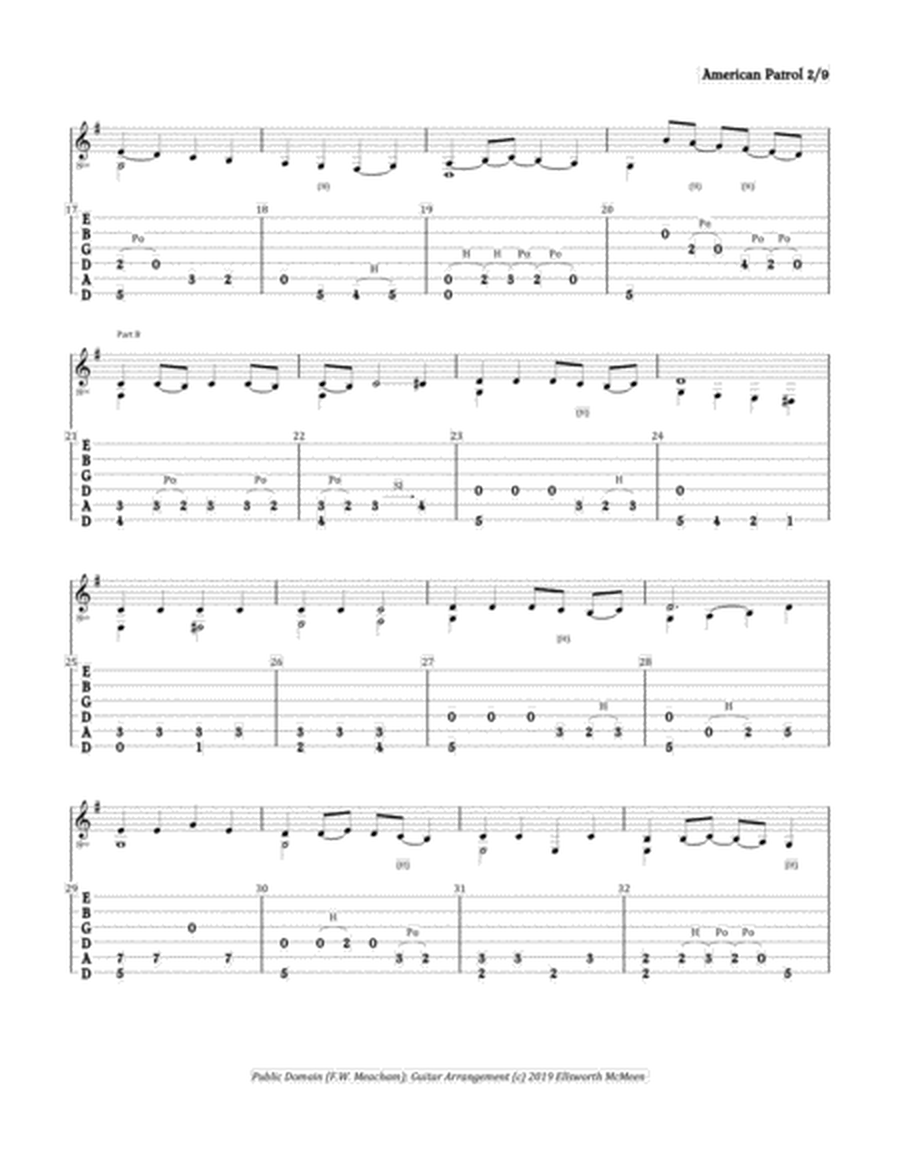 American Patrol march (For Fingerstyle Guitar Tuned Drop D) image number null
