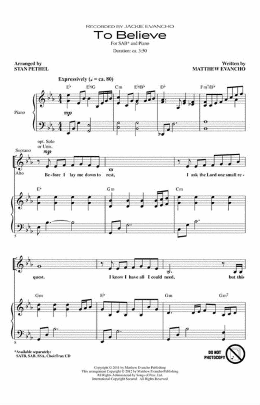 To Believe 3-Part scores gallery preview page 2