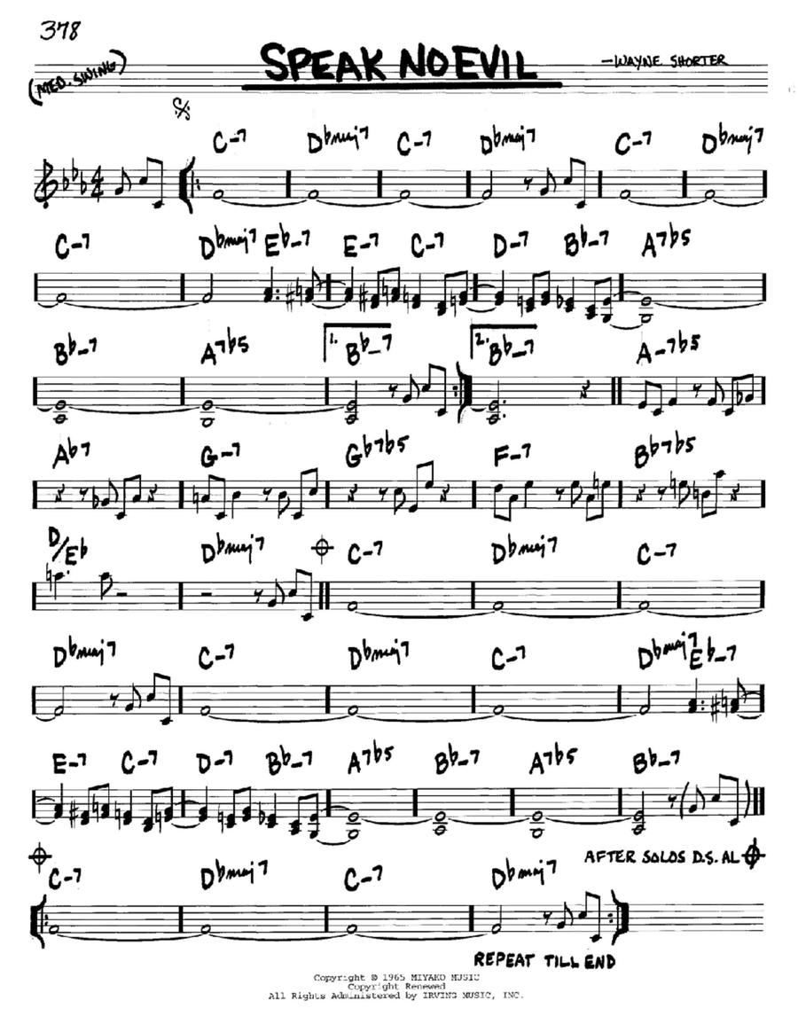 Speak No Evil Piano scores gallery preview page 1
