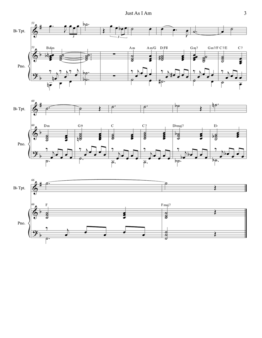 Just As I Am (for Bb-Trumpet solo and Piano) Just As I Am (for Bb-Trumpet solo and Piano) Trumpet Solo scores gallery preview page 4