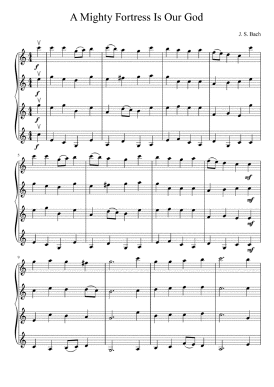 A Mighty Fortress is Our God (violin quartet) String Orchestra scores gallery preview page 2