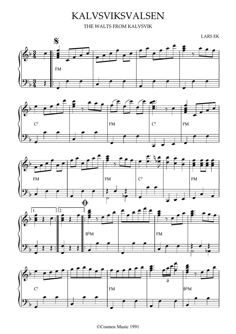 Kalvsviksvalsen Accordion scores gallery preview page 1