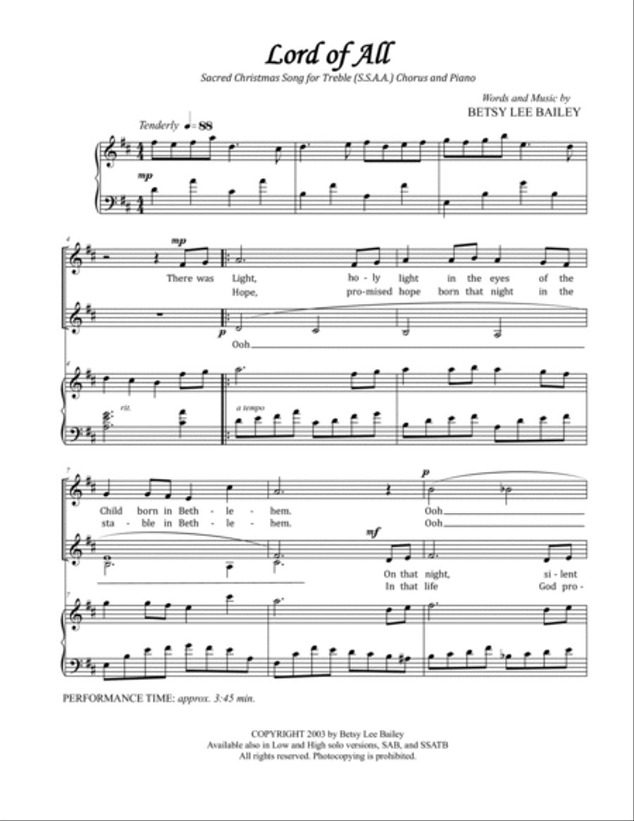 Lord of All - SSAA SSAA scores gallery preview page 2