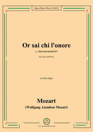Book cover for Mozart-Or sai chi l'onore(Aria),in D flat Major