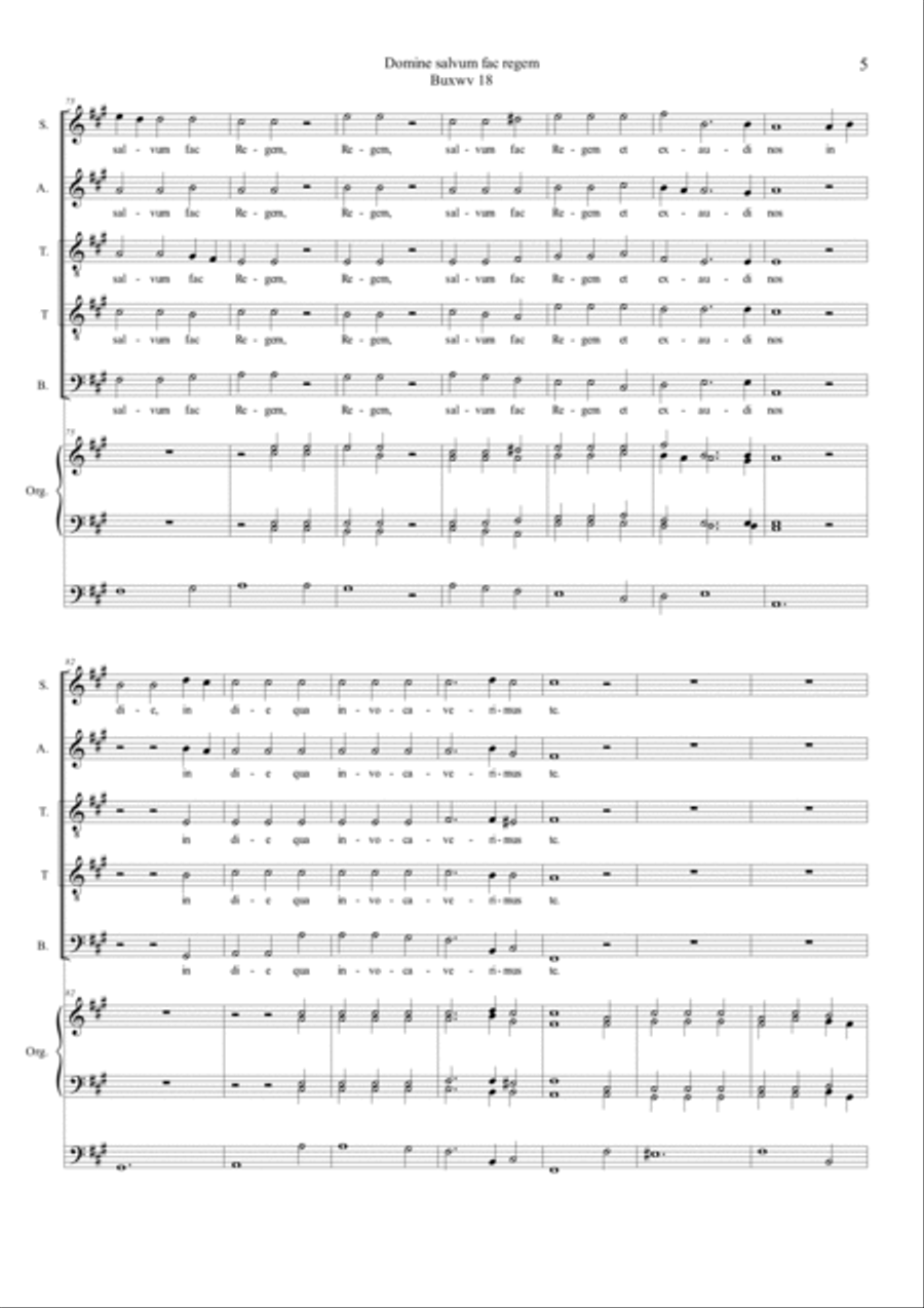 BUXTEHUDE - Domine salvum fac regem; Buxwv 18 Choir scores gallery preview page 5