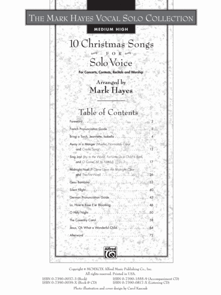 The Mark Hayes Vocal Solo Collection -- 10 Christmas Songs for Solo Voice image number null
