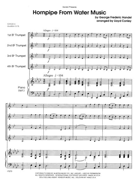 Hornpipe From Water Music - Full Score