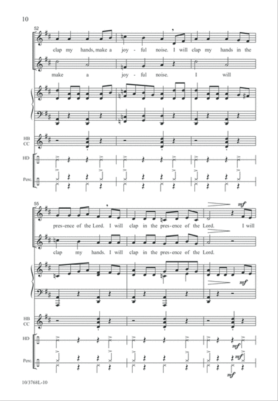 I Will Clap My Hands Unison Choir scores gallery preview page 10
