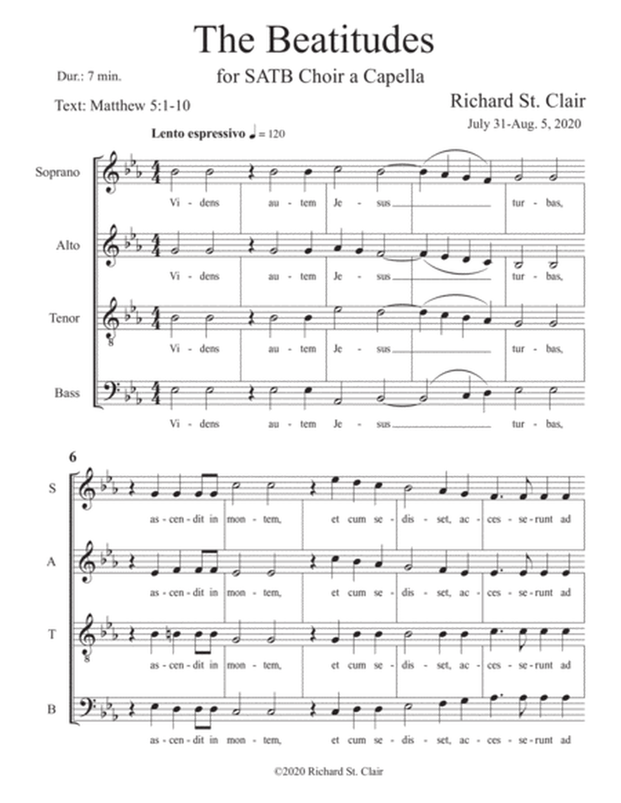 THE BEATITUDES for SATB Choir a Capella image number null