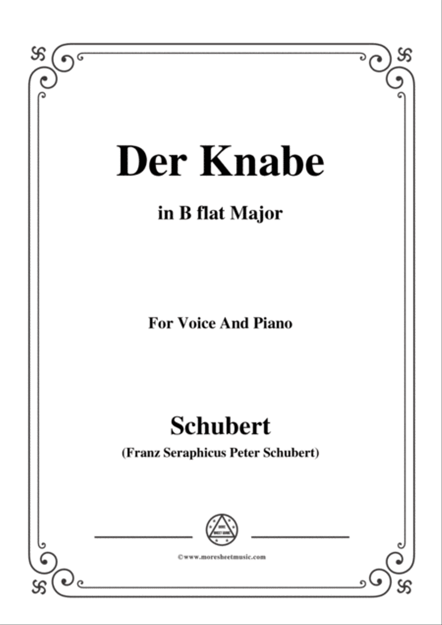 Schubert-Der Knabe,in B flat Major,for Voice&Piano Voice scores gallery preview page 1