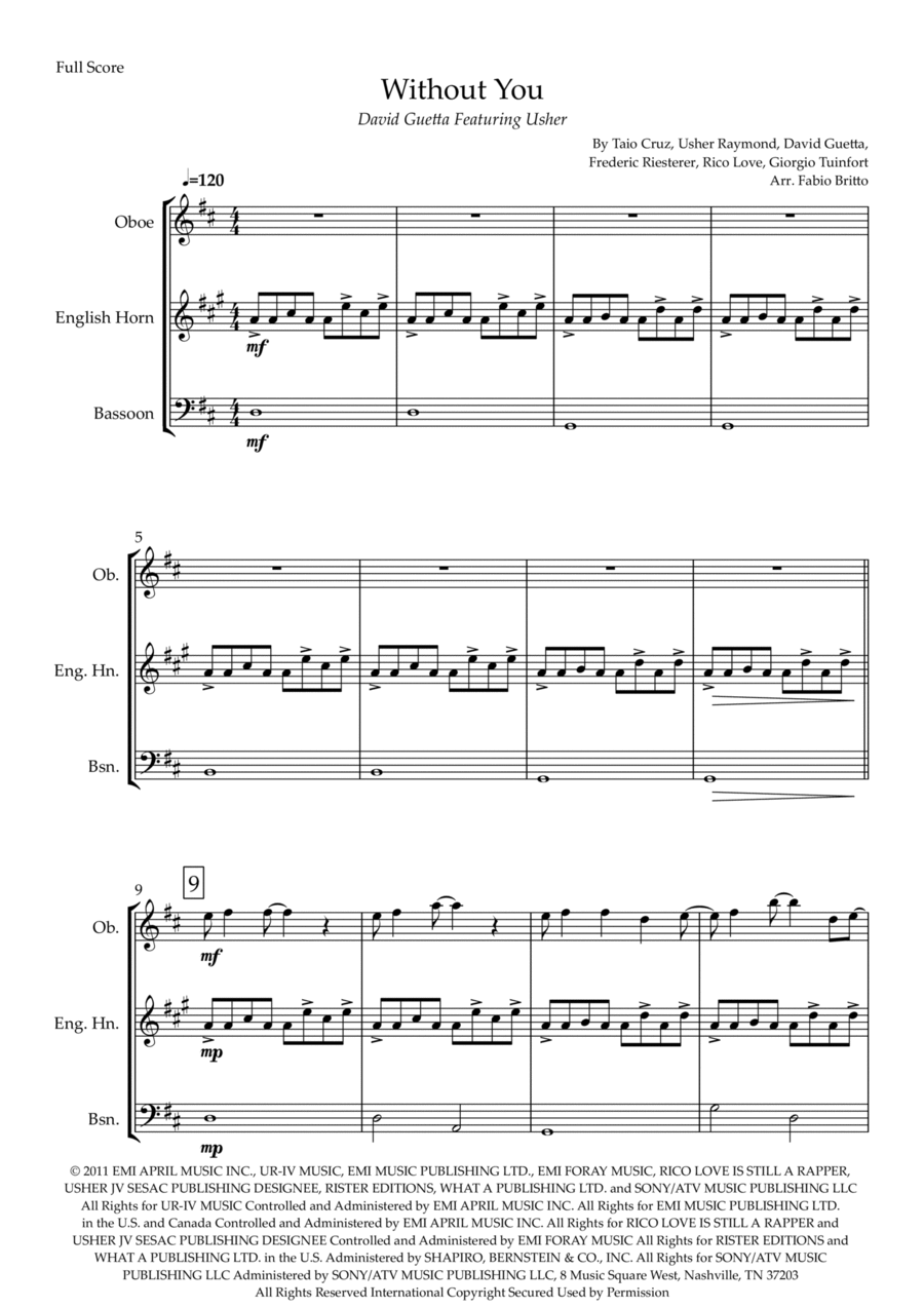 Without You Without You Woodwind Trio scores gallery preview page 1
