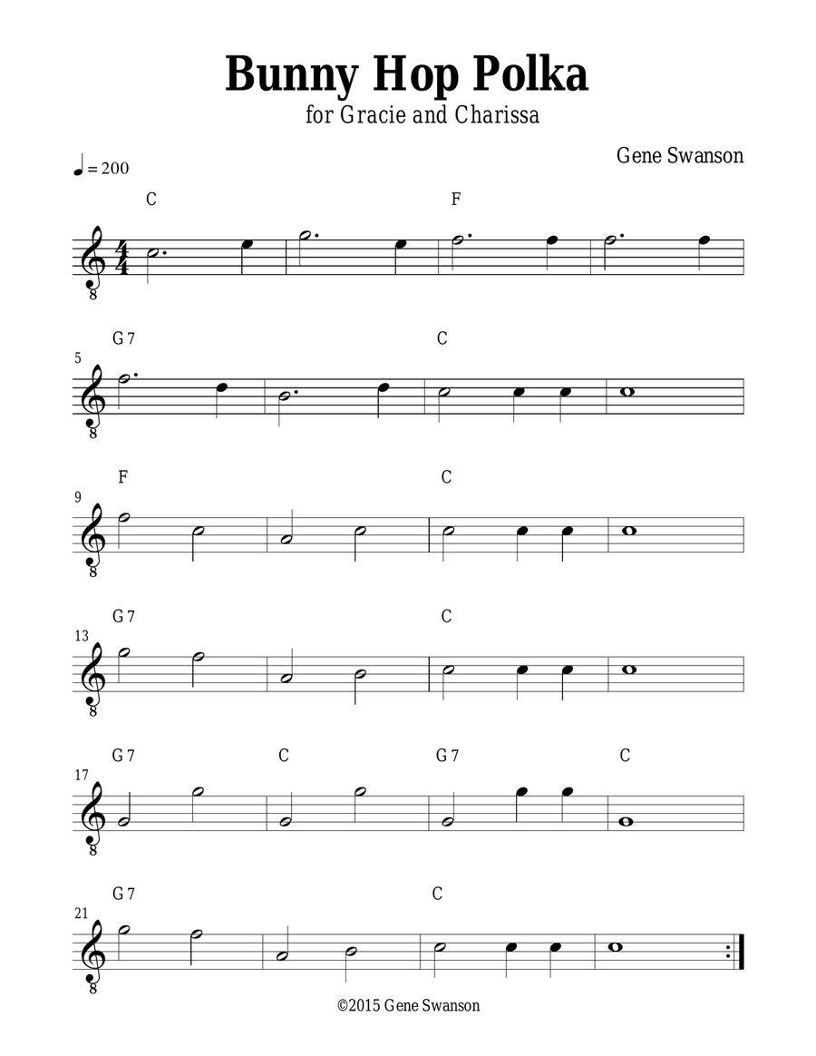 Bunny Hop Polka - Play Along! Piano scores gallery preview page 1