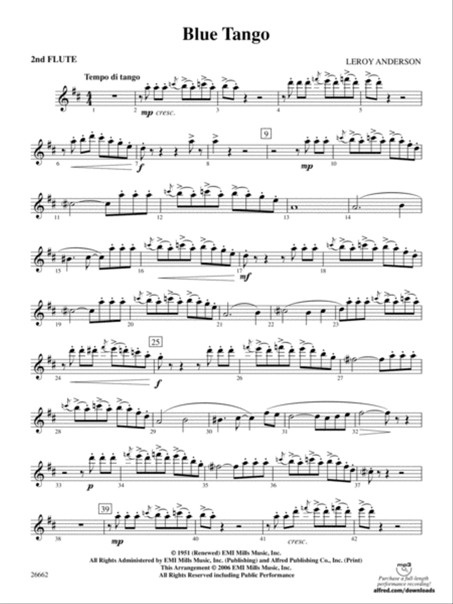 Blue Tango: 2nd Flute Full Orchestra scores gallery preview page 1