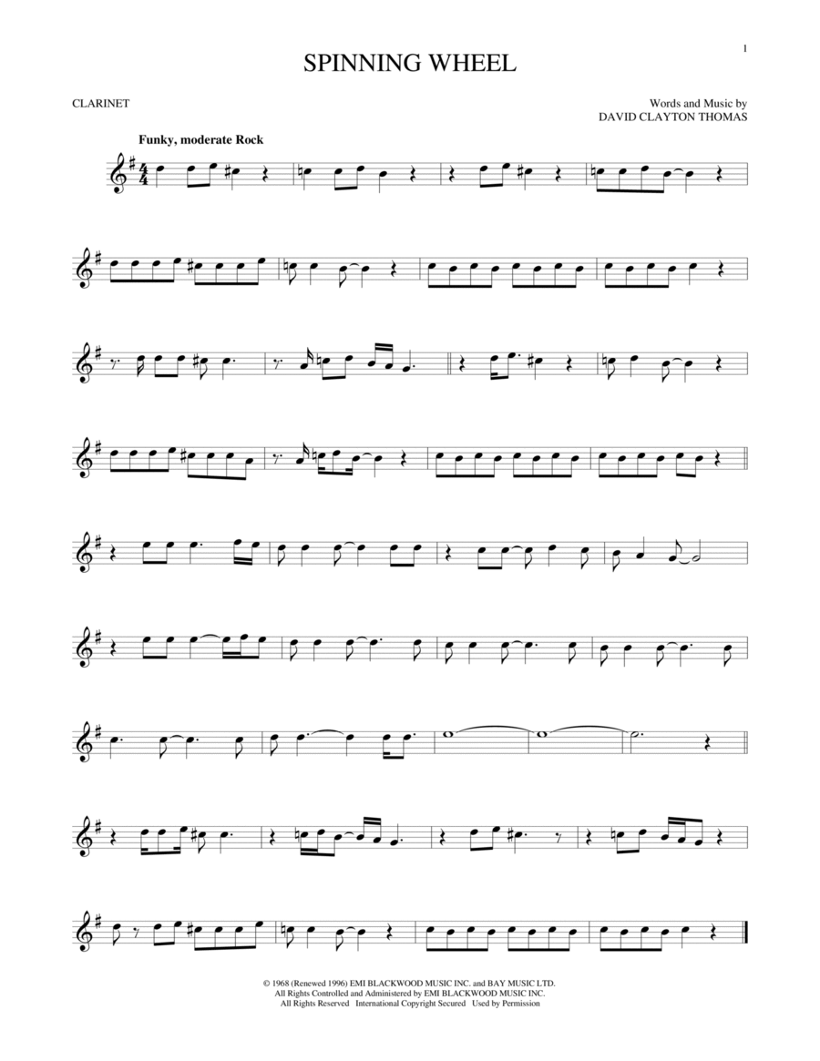 Spinning Wheel Spinning Wheel Clarinet Solo scores gallery preview page 1