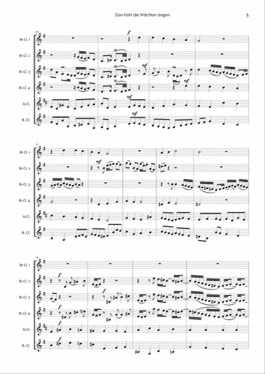 Zion hört die Wächter singen - BWV 140 - Clarinet Choir Chamber Orchestra scores gallery preview page 6
