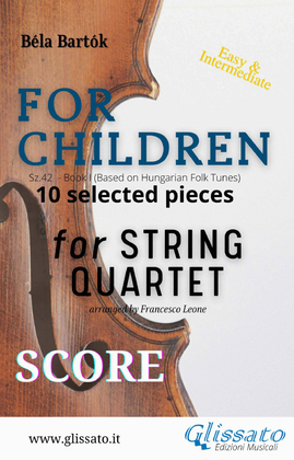 Book cover for For Children by Bartók for String Quartet (score) - Score Only