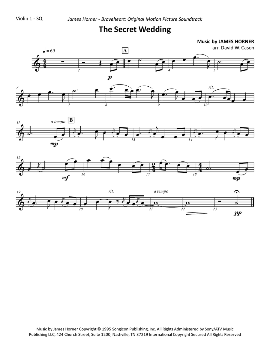 The Secret Wedding String Quartet scores gallery preview page 1