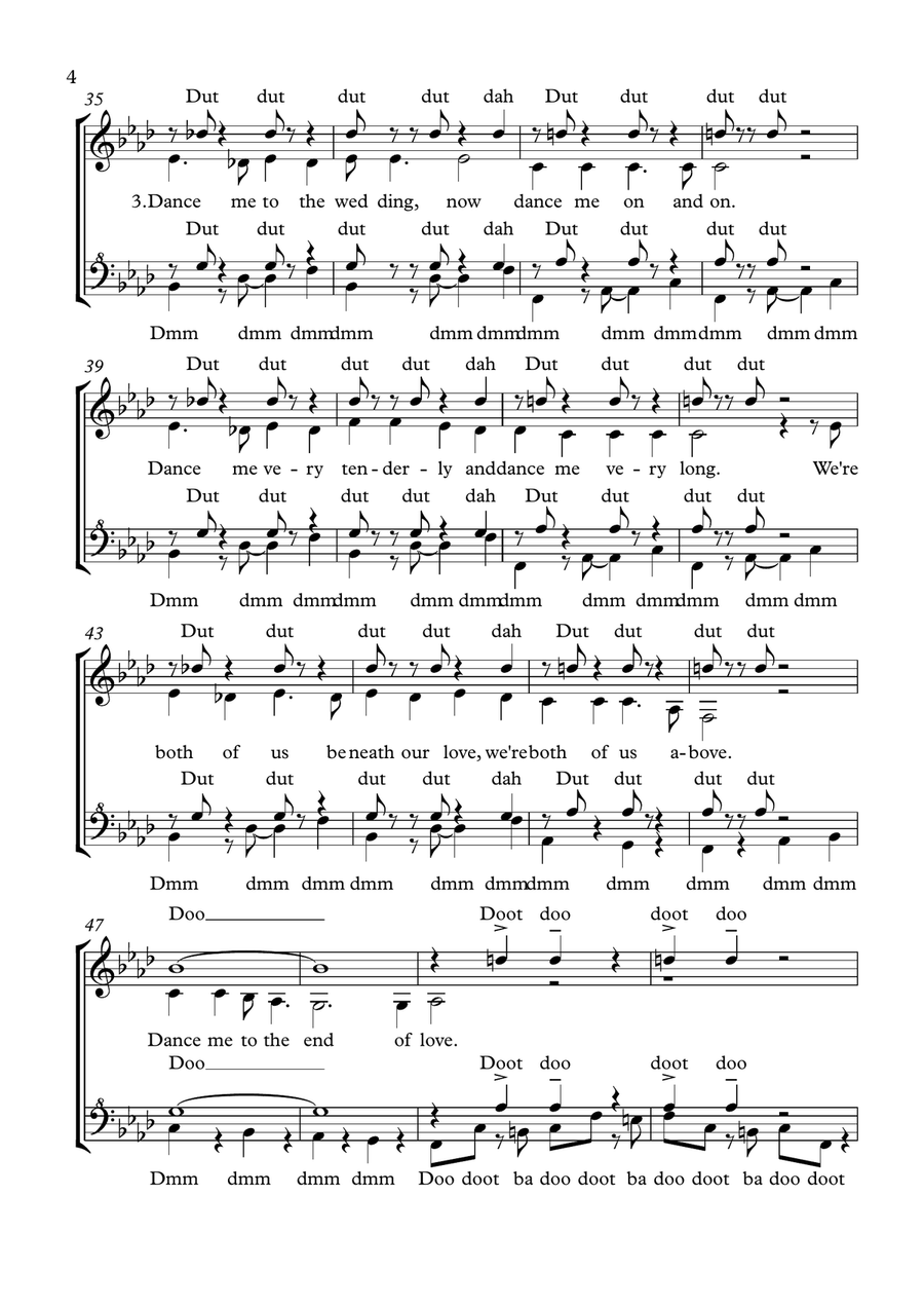 Dance Me To The End Of Love SSAA scores gallery preview page 4
