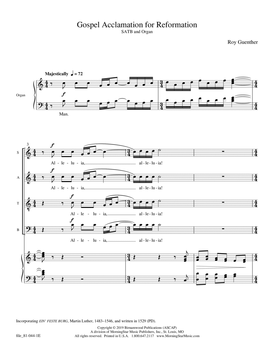 Gospel Acclamation for Reformation 4-Part scores gallery preview page 1