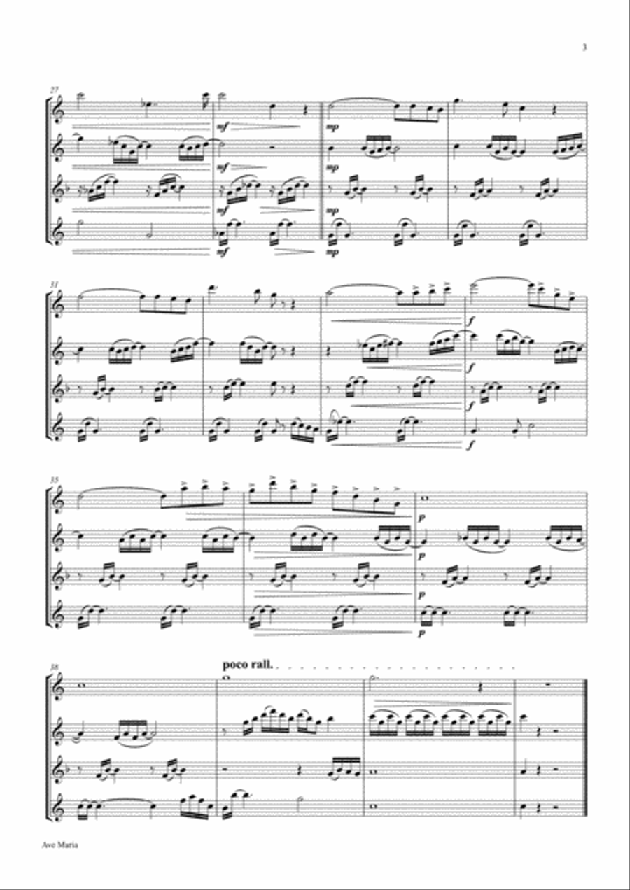Ave Maria - Bach/Gounot - Flute Quartet Flute Quartet scores gallery preview page 3