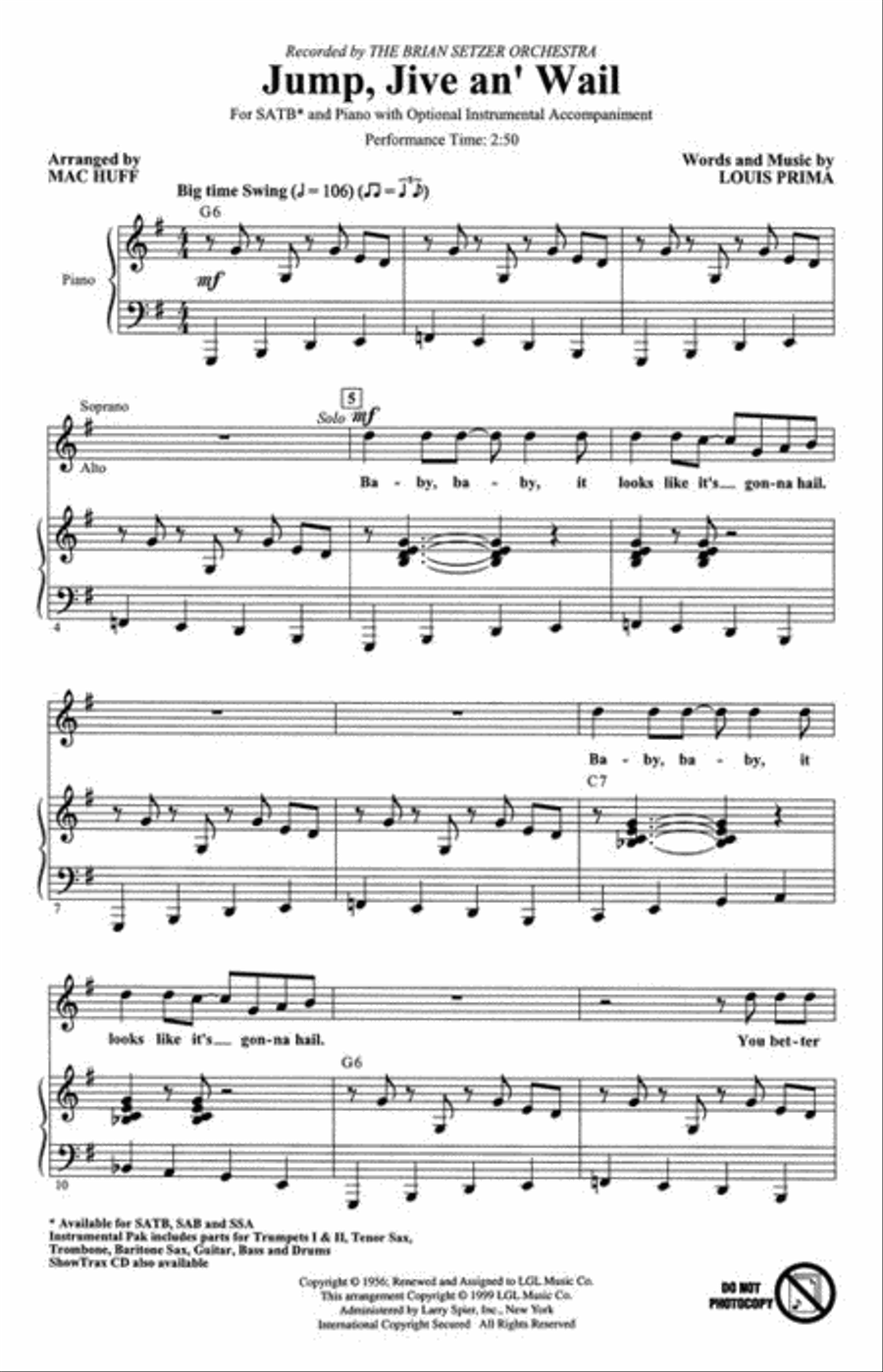 Jump, Jive an' Wail 4-Part scores gallery preview page 3