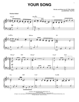 Book cover for Your Song [Jazz version] (arr. Brent Edstrom)