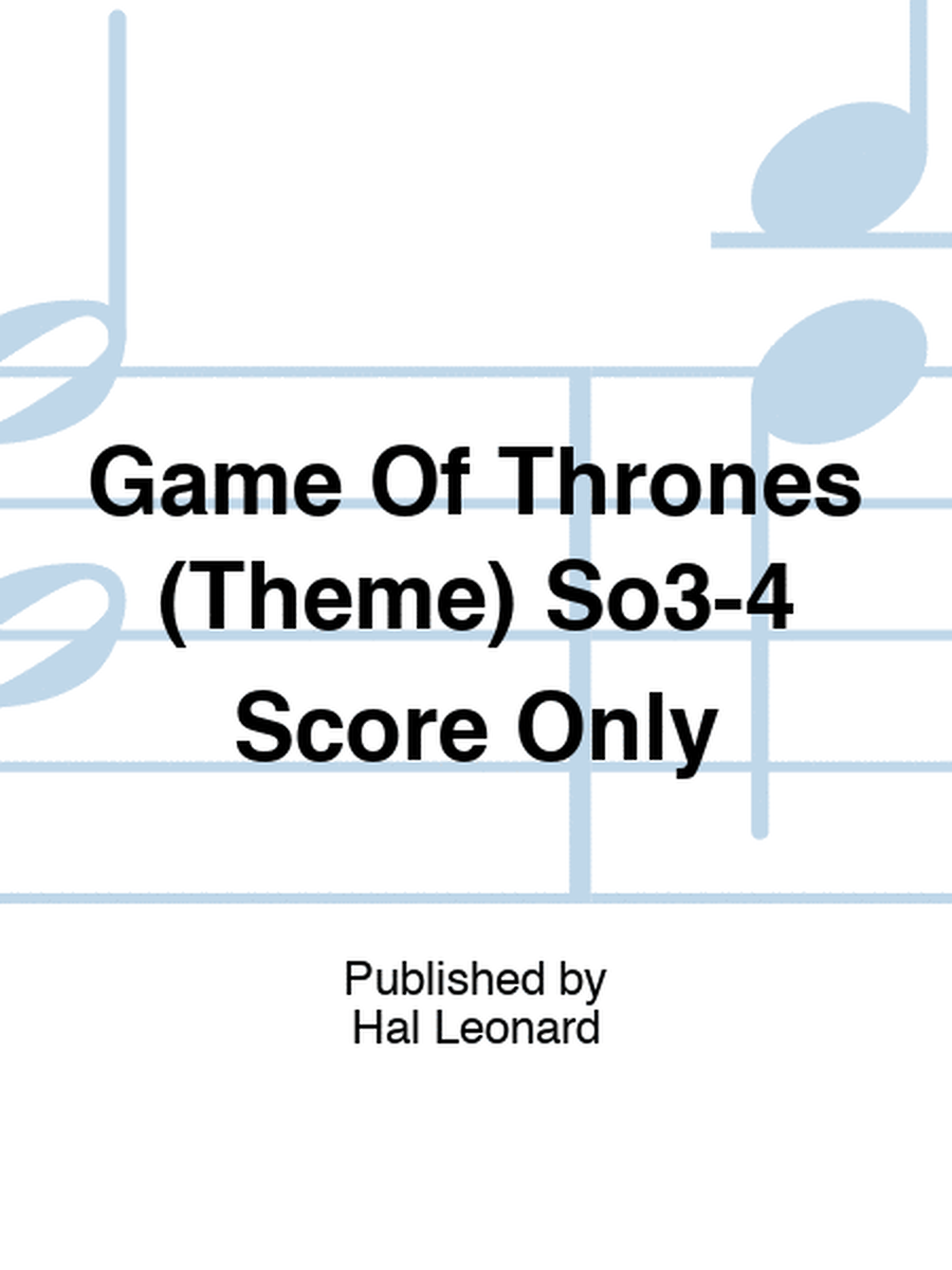 Game Of Thrones (Theme) So3-4 Score Only