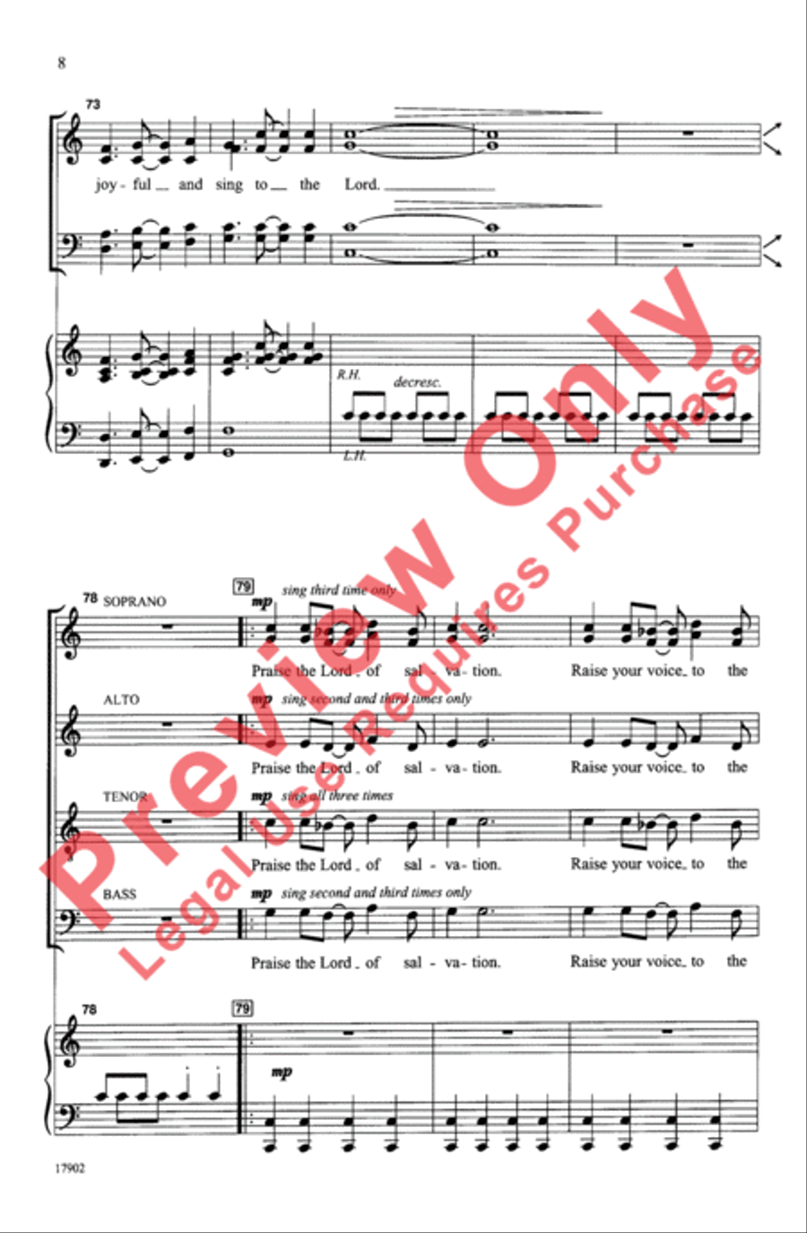 Be Joyful and Sing to the Lord 4-Part scores gallery preview page 8