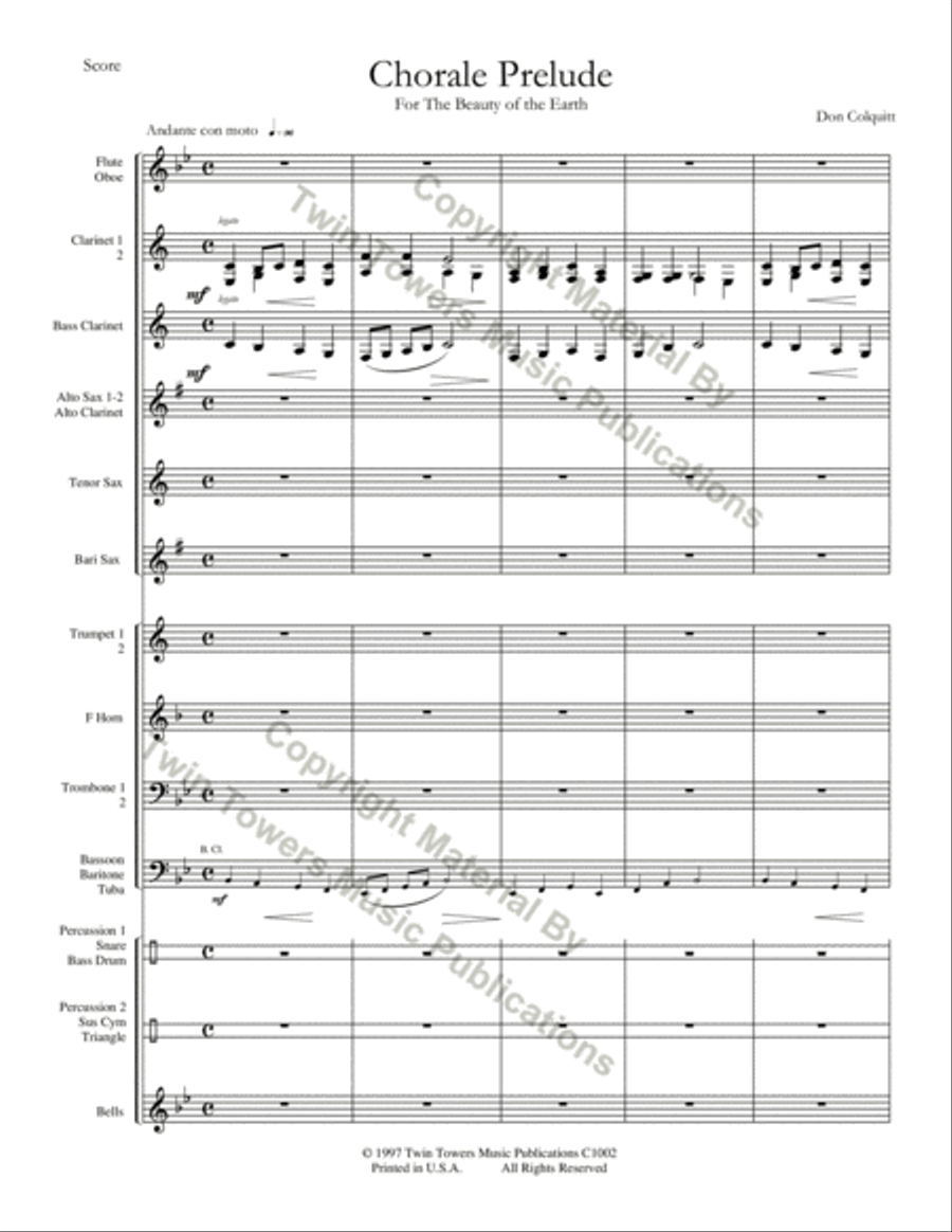 Chorale Prelude: For The Beauty of the Earth Concert Band scores gallery preview page 4