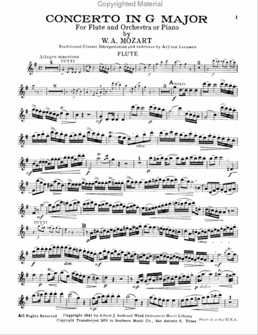 Concerto in G, K313 Concerto in G, K313 Flute scores gallery preview page 2