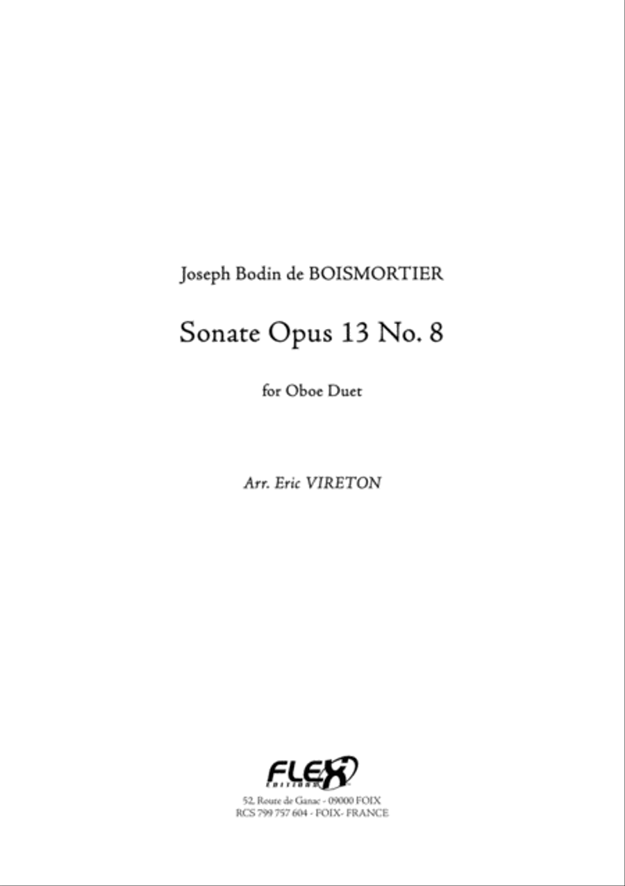 Sonata Opus 13 No. 8 Sonata Opus 13 No. 8 Woodwind Duet scores gallery preview page 1