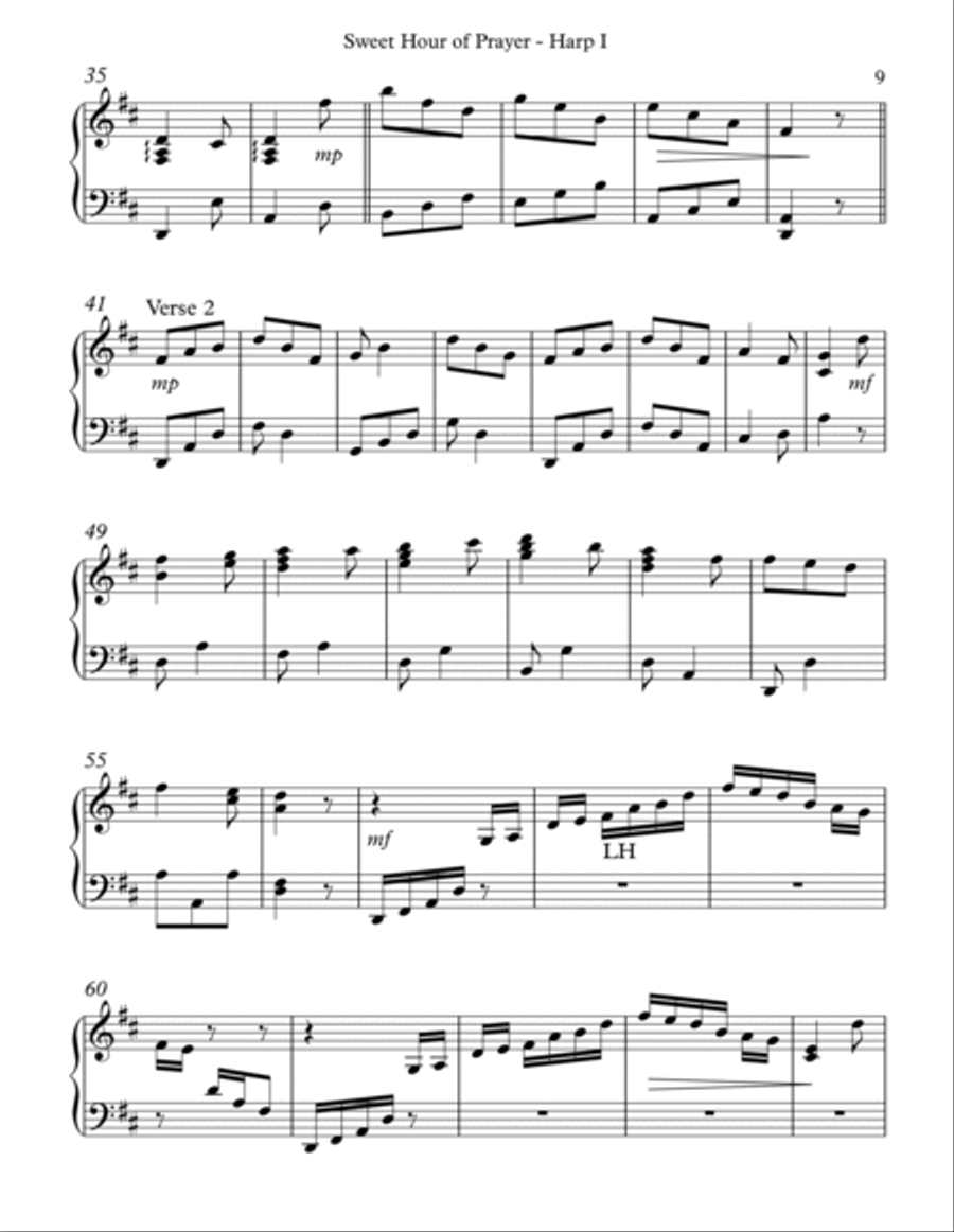 Sweet Hour of Prayer, Harp I Celtic Harp scores gallery preview page 3
