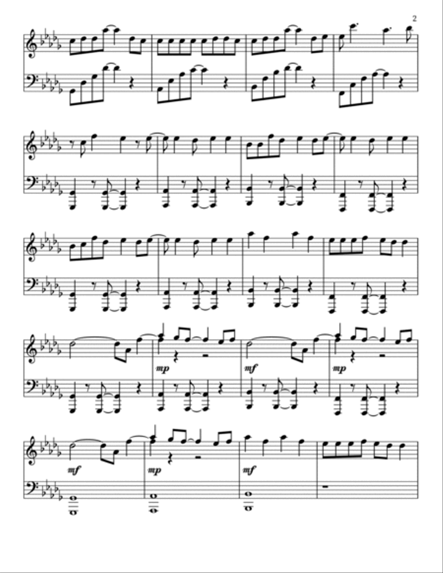 Stay Piano Solo scores gallery preview page 2