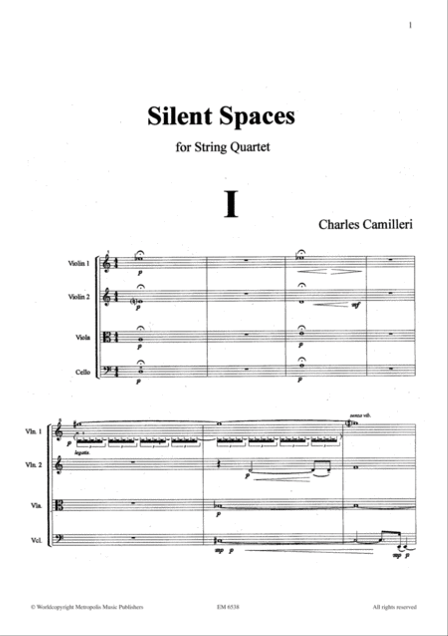Silent Spaces for String Quartet String Quartet scores gallery preview page 2
