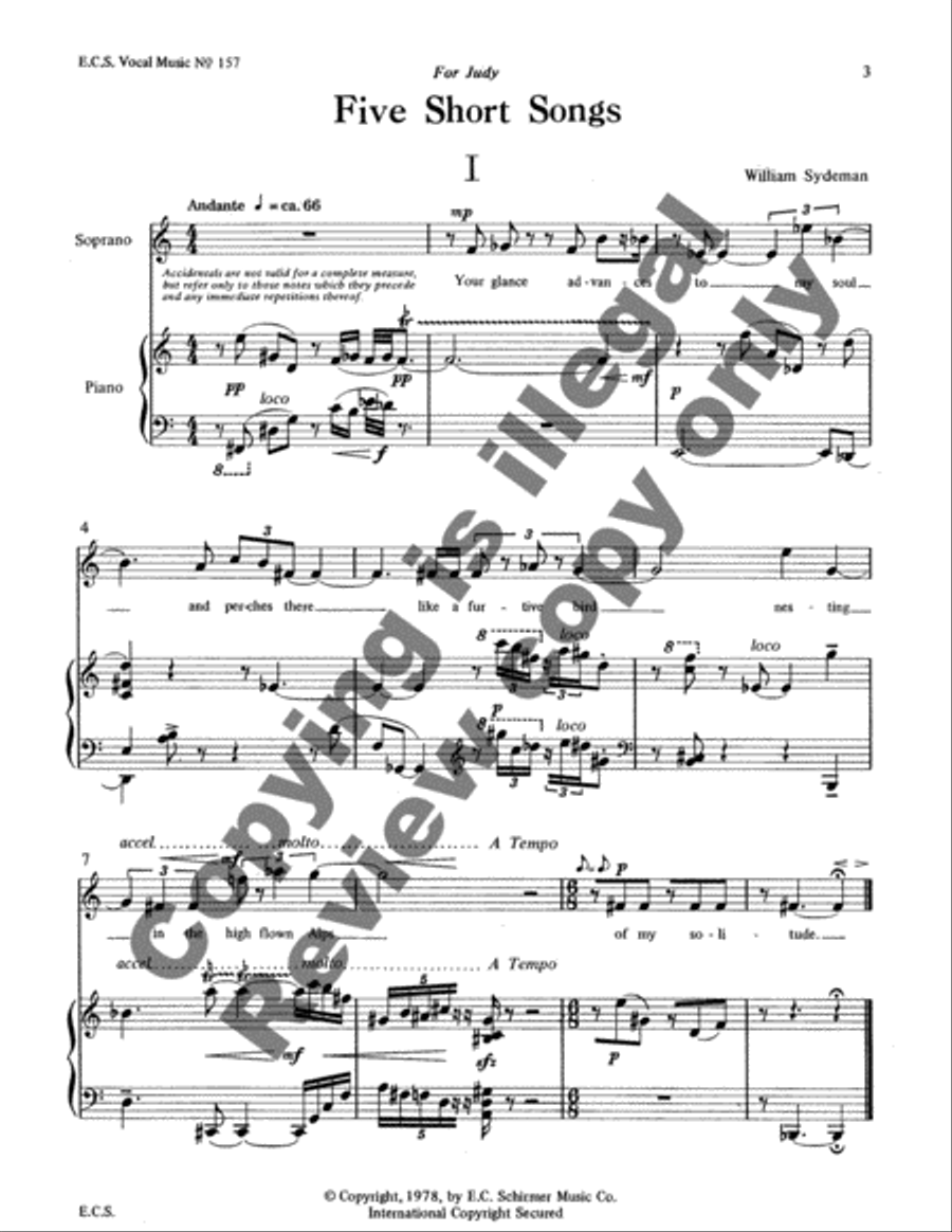 Five Short Songs Soprano Voice scores gallery preview page 3