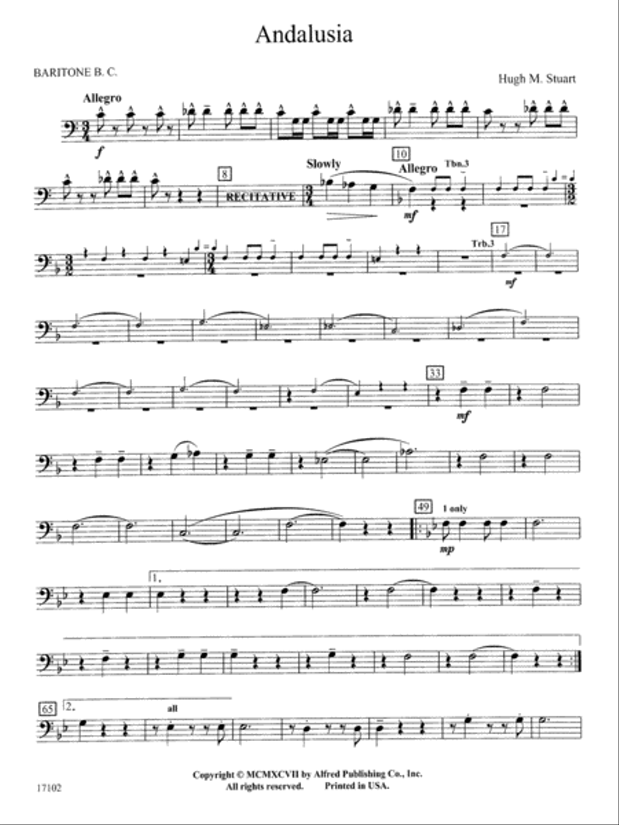 Andalusia: Baritone B.C. Concert Band scores gallery preview page 1