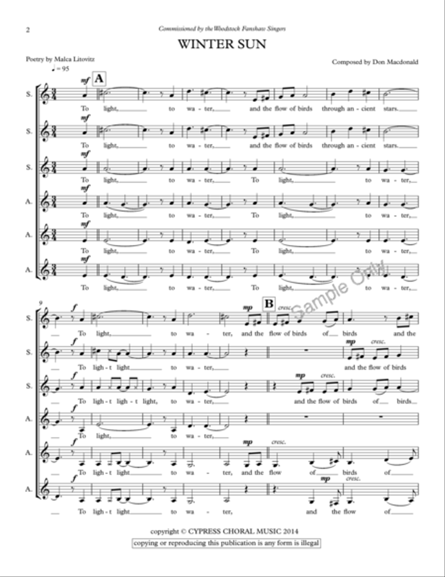 Winter Sun Winter Sun A Cappella scores gallery preview page 2